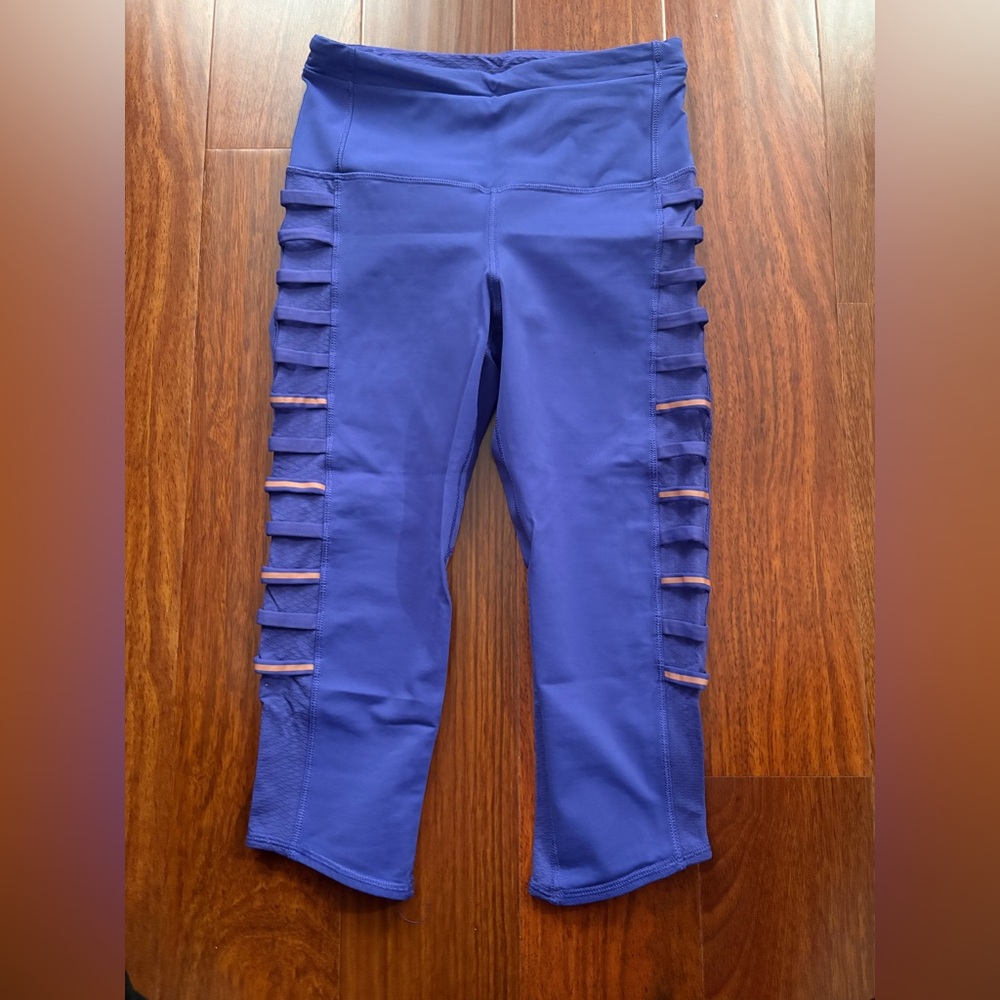 lululemon athletica Purple Leggings with Pink Stripes